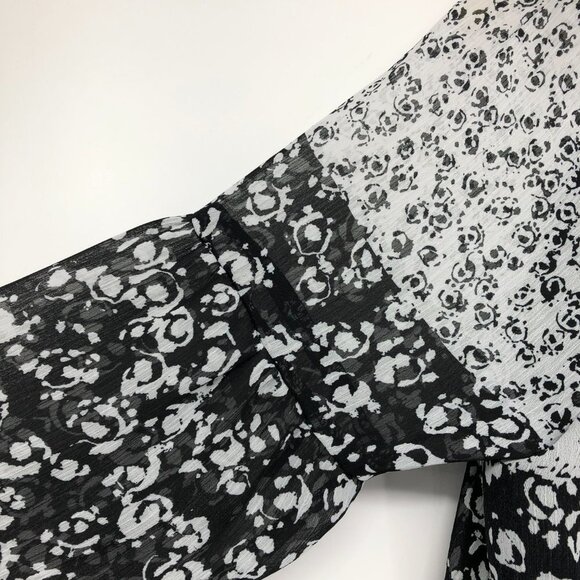 Joie Floral Print Caillie long sleeve Top Black White balloon sleeve Blouse M - Picture 10 of 15